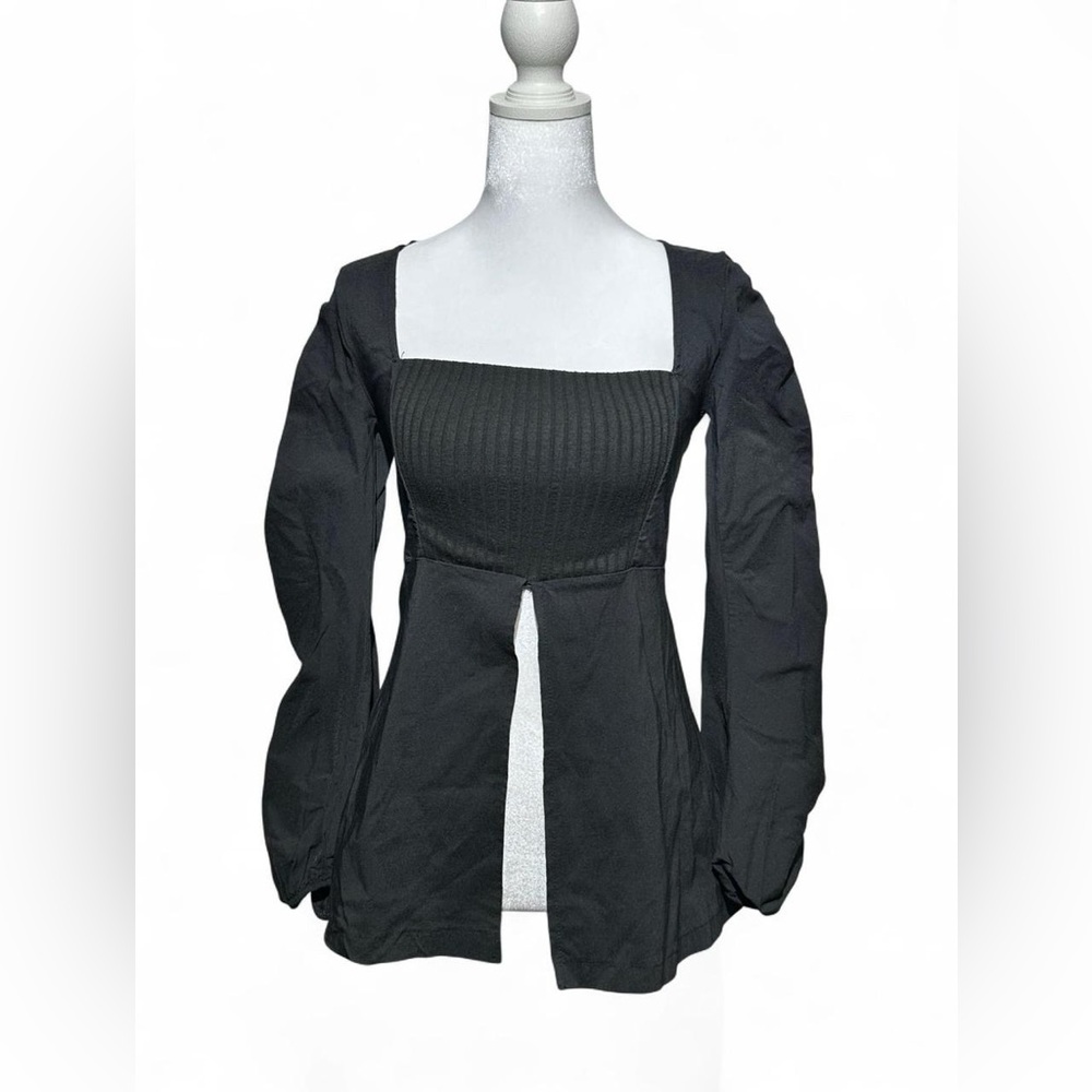 Zara Black Square Neck Blouse